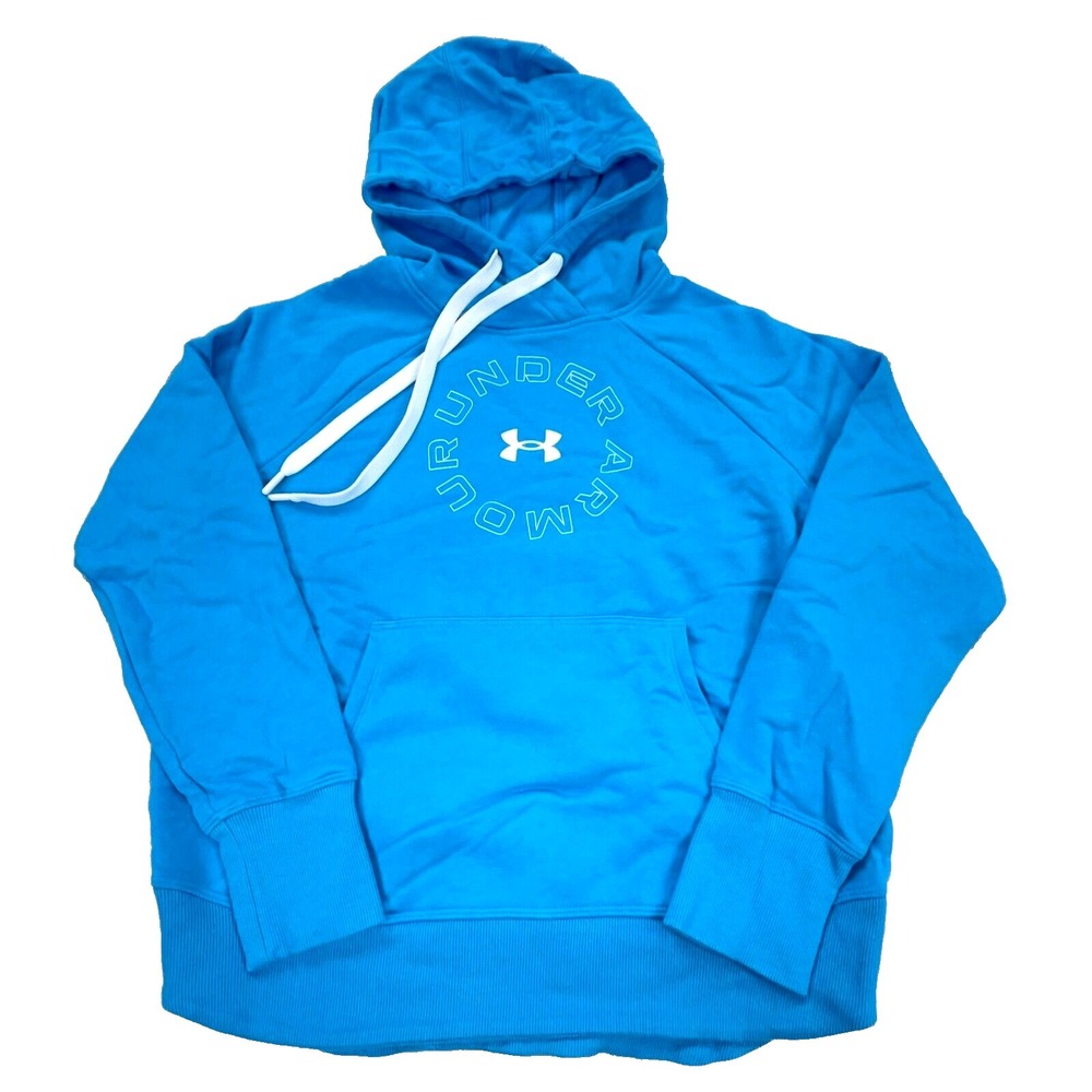 Under Armor Hoodie Women Small Light Blue White Sweatshirt Sweater Loose Fit